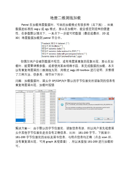 Petrel地震二维测线加载