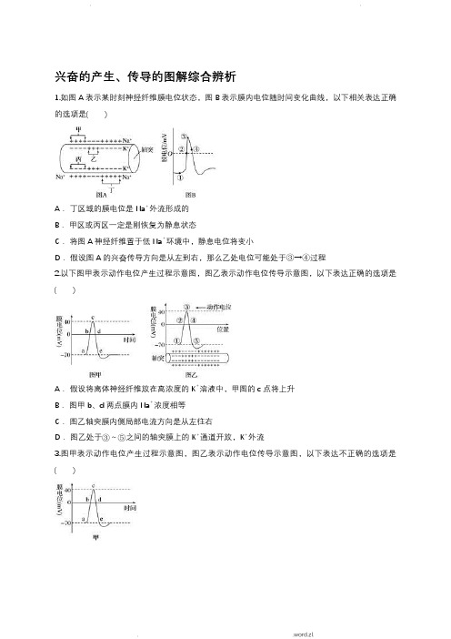 人教版高二生物必修三同步精选对点训练：兴奋的产生、传导的图解综合辨析