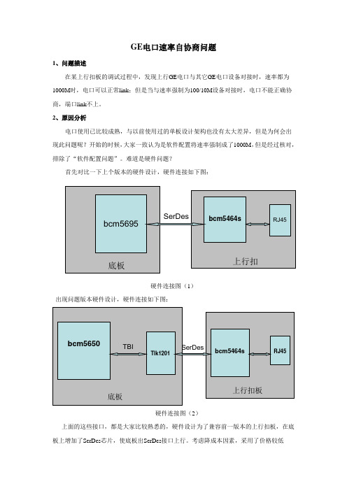 GE电口速率自协商问题(SGMII SERDES)