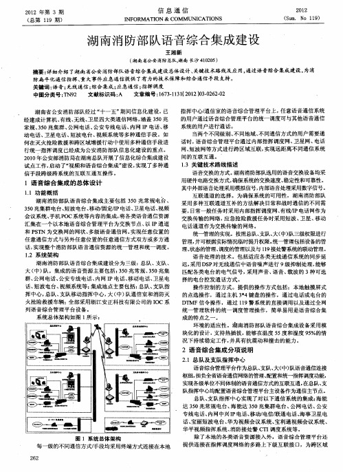 湖南消防部队语音综合集成建设