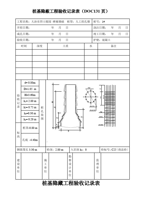 桩基隐蔽工程验收记录表(DOC131页)