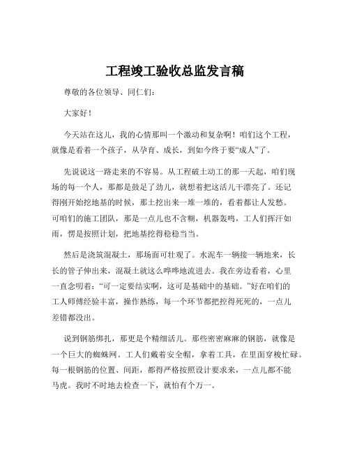 工程竣工验收总监发言稿