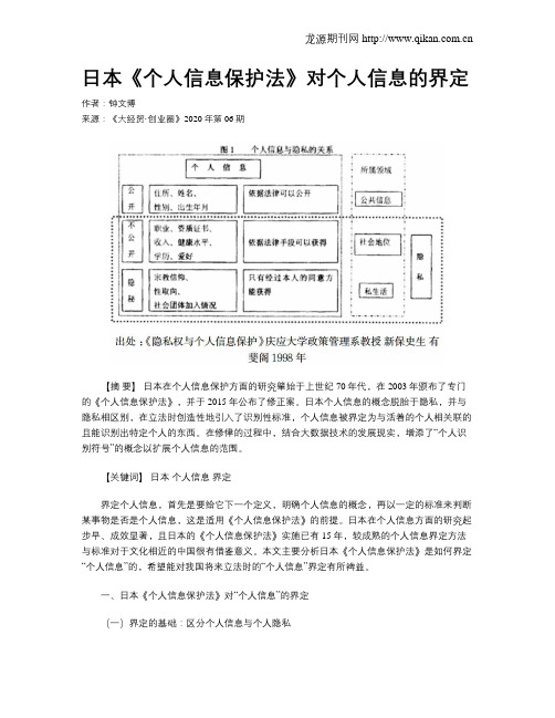 日本《个人信息保护法》对个人信息的界定