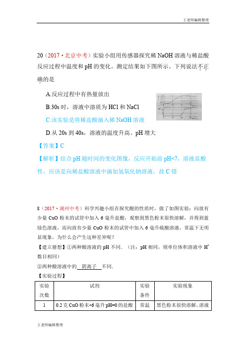 2020年春人教版九年级化学下册复习资料 10.酸和碱的化学性质