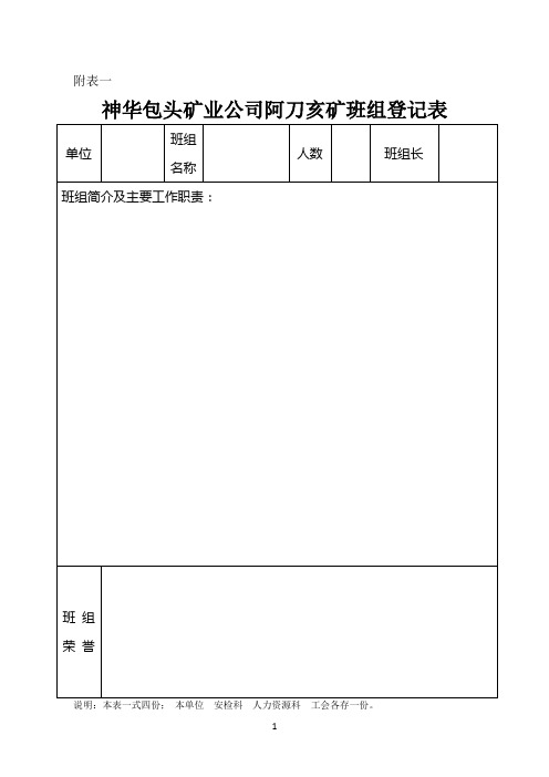 班组建设表格