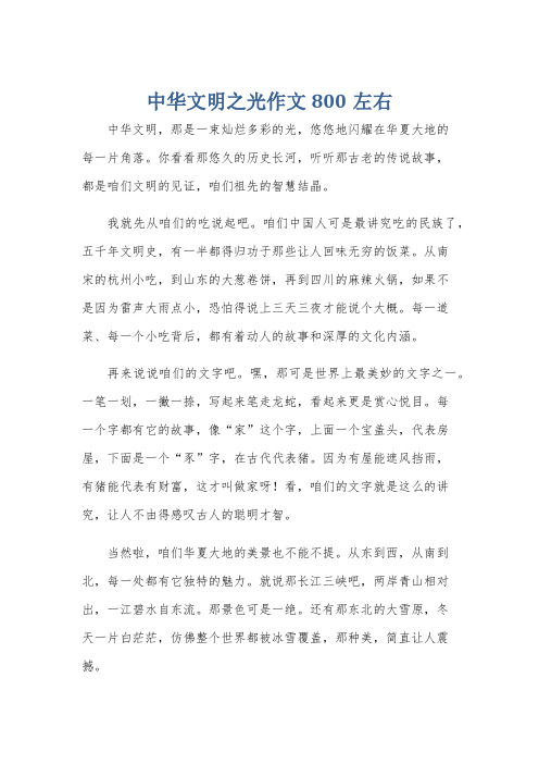 中华文明之光作文800左右