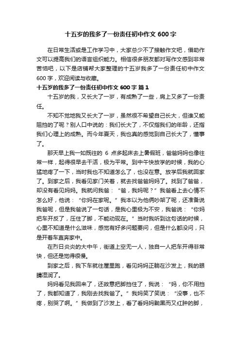 十五岁的我多了一份责任初中作文600字