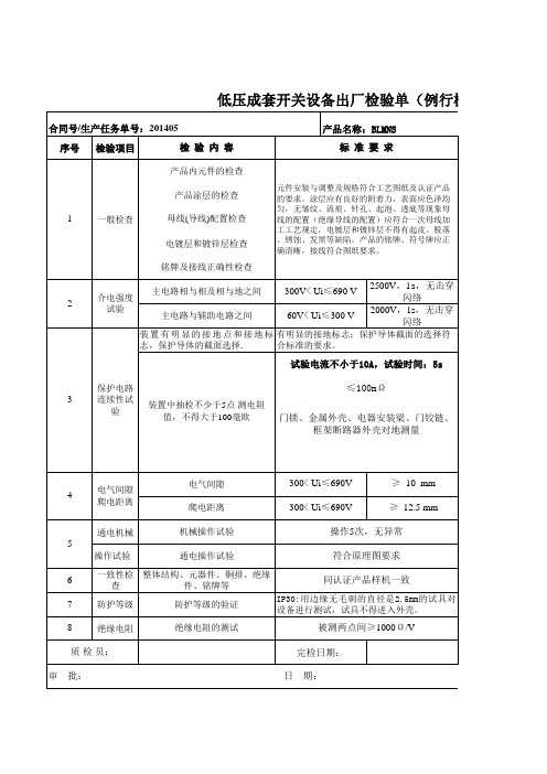 MNS例行检验单