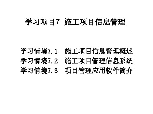 学习项目7  施工项目信息管理