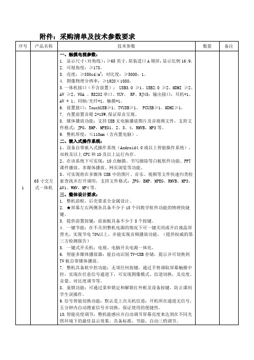 65寸一体机技术参数要求 (2)