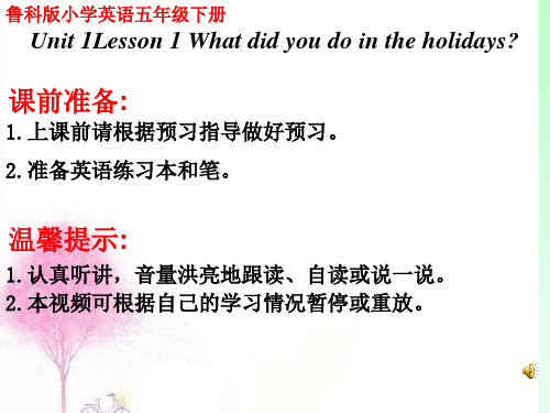 鲁科版五年级下册 英语Unit 1Lesson 1 What did you do in the holidays课件设计