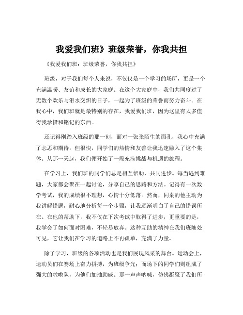 我爱我们班》班级荣誉,你我共担