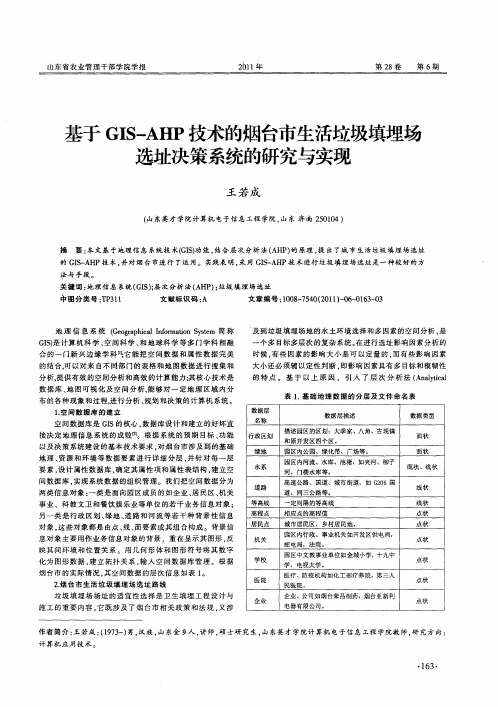 基于GIS—AHP技术的烟台市生活垃圾填埋场选址决策系统的研究与实现