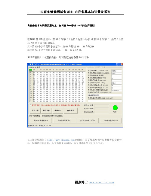 内存条基本知识普及系列之:如何在SPD修改DDR2的生产日期