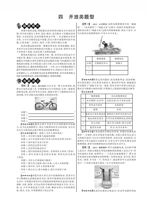 2013届中考物理分类精粹之热点题型专项导练：专题四 开放类题型pdf版