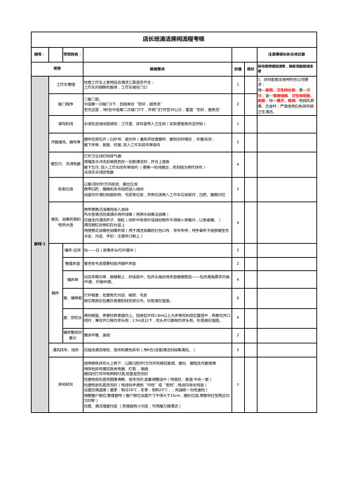 【模板】酒店做房流程考核评分表