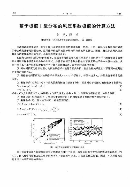 基于极值Ⅰ型分布的风压系数极值的计算方法