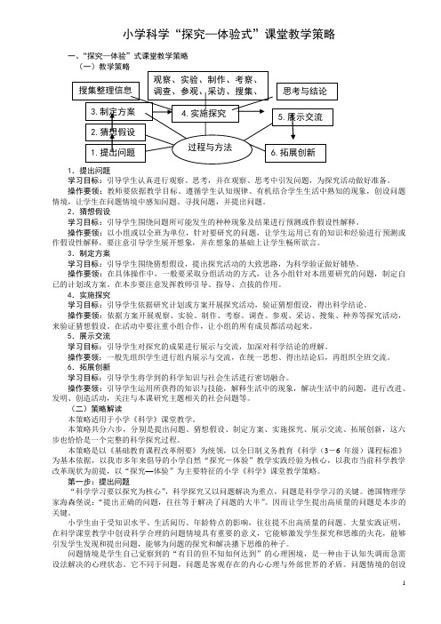 小学科学探究—体验式教学策略