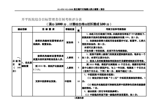 !医院综合目标管理责任制考核方案