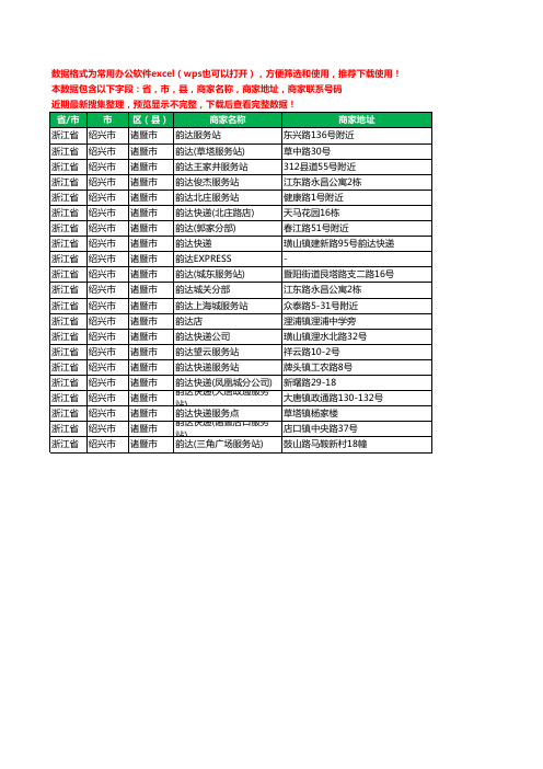 新版浙江省绍兴市诸暨市韵达快递工商企业公司名录名单大全21家