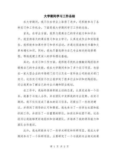 大学期间学习工作总结