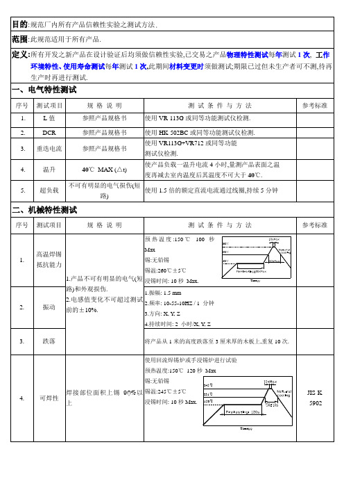 电感信赖实验作业规范