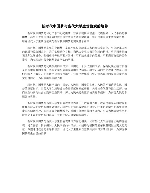 新时代中国梦与当代大学生价值观的培养