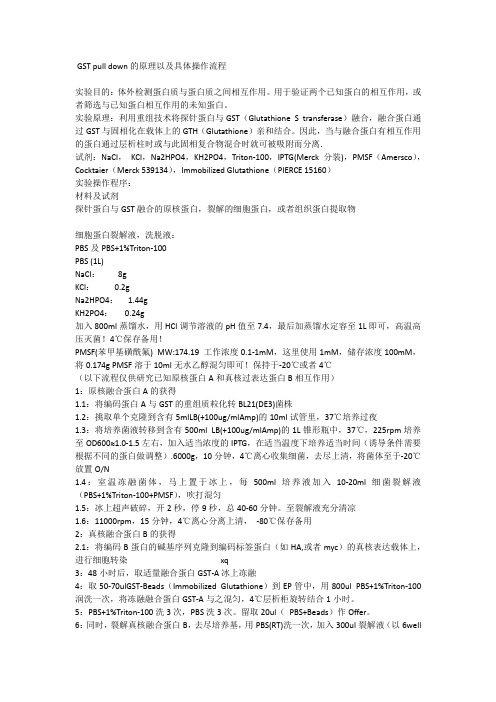 GST pull down的原理以及具体操作流程