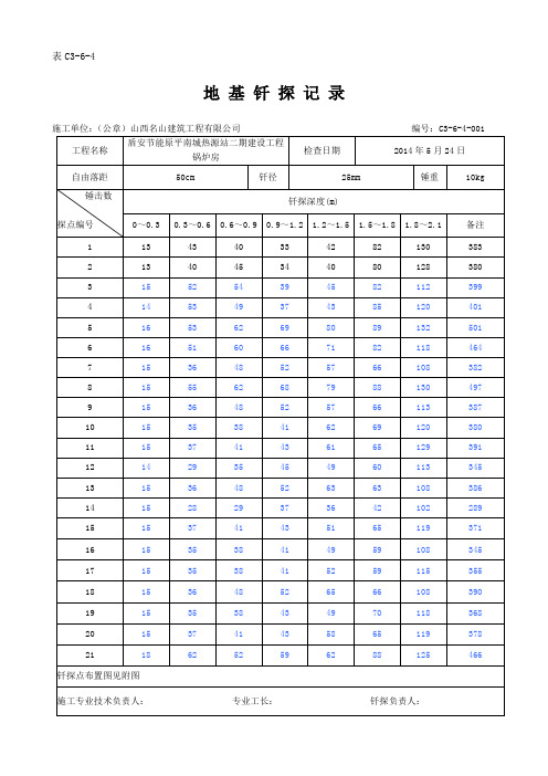 供热站地基钎探记录