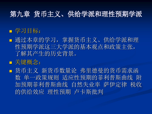 《宏观经济学》第九章：货币主义、供给学派和理性预期学派