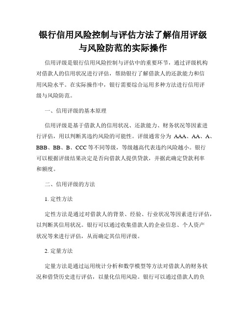 银行信用风险控制与评估方法了解信用评级与风险防范的实际操作