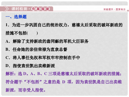2019-2020学年高中历史 第九章 中国戊戌变法 第三节 戊戌变法的失败课时检测课件 北师大版选修1