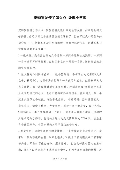 宠物狗发情了怎么办 处理小常识