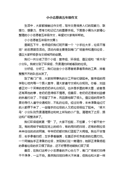 小小志愿者五年级作文