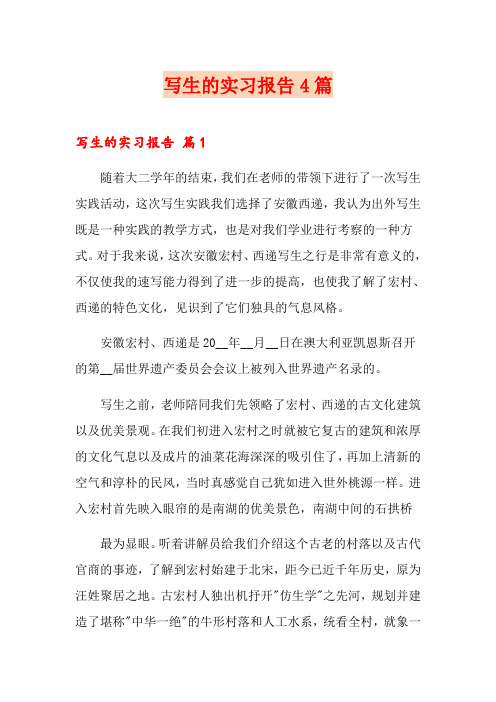 (可编辑)写生的实习报告4篇