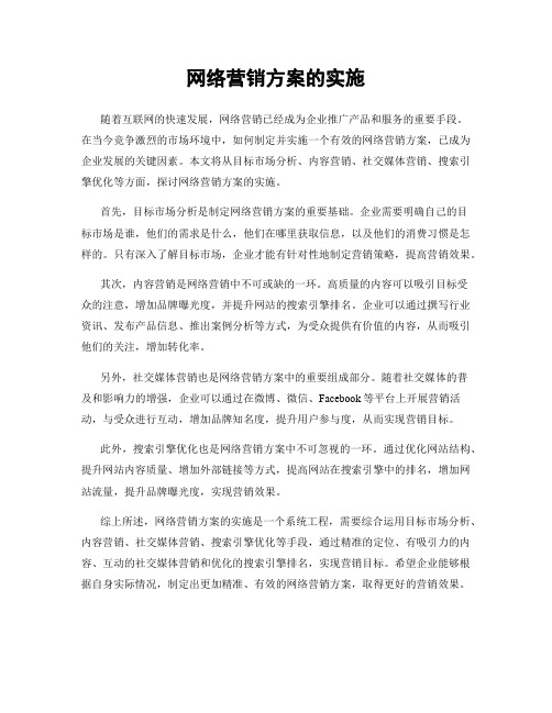 网络营销方案的实施