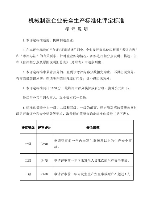 AQT 机械制造企业安全生产标准化评定标准 