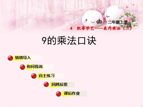 最新二年级数学上册 第四单元 信息窗4 9的乘法口诀课件 青岛版优选教学课件