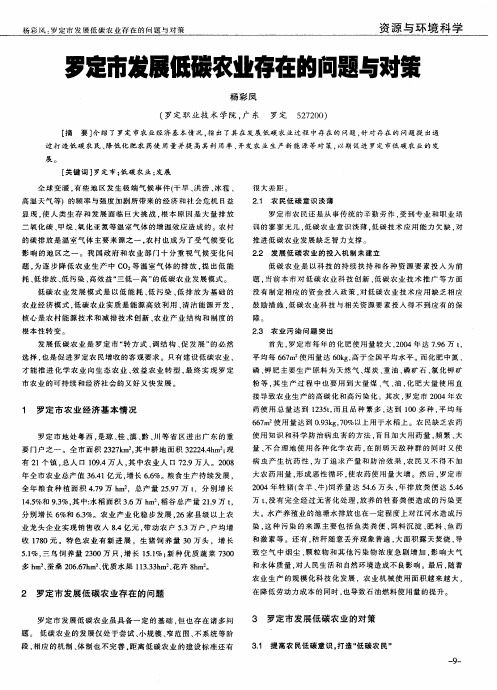 罗定市发展低碳农业存在的问题与对策