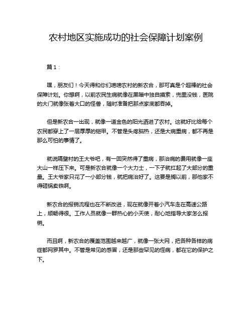 农村地区实施成功的社会保障计划案例