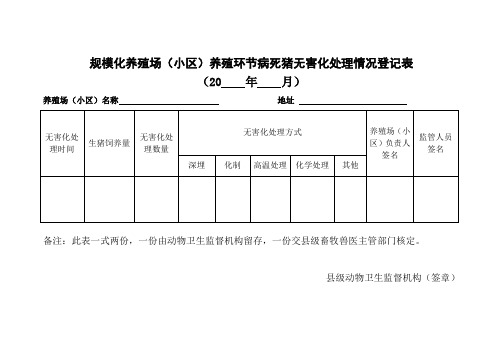 规模化养殖场无害化处理登记表