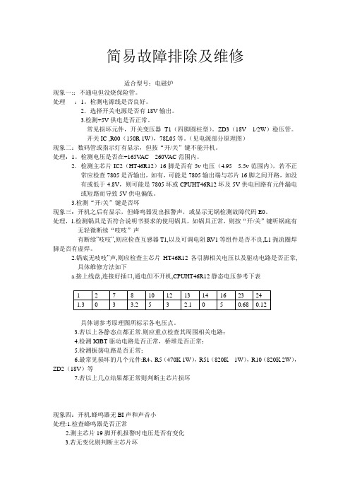 合泰HT46R12芯片电磁炉简易故障排除