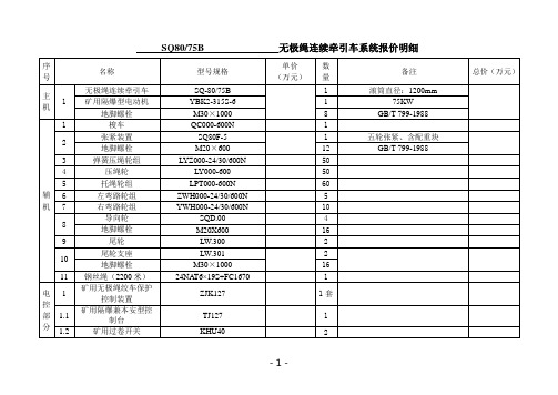 SQ80B无极绳绞车配置表