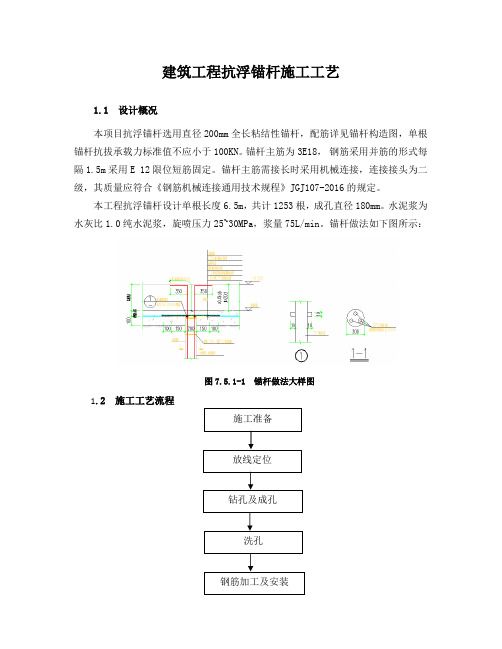 建筑工程抗浮锚杆施工工艺