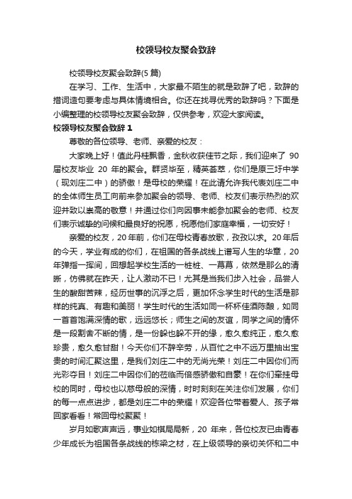 校领导校友聚会致辞（5篇）