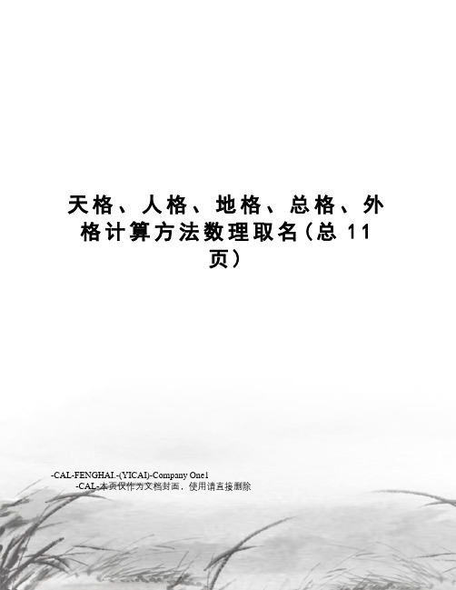 天格、人格、地格、总格、外格计算方法数理取名