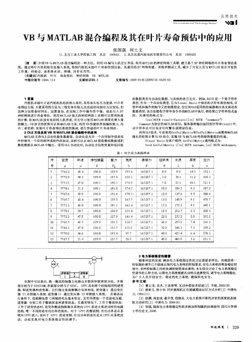 VB与MATLAB混合编程及其在叶片寿命预估中的应用