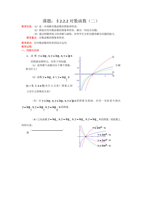 高一数学人教A版必修一精品教案:2.2.2对数函数(2) Word版含答案