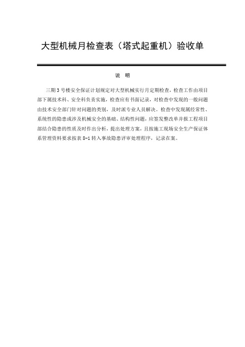 大型机械月检查表(塔式起重机)验收单