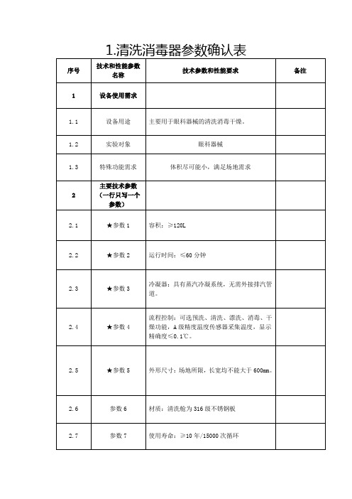 清洗消毒器参数确认表